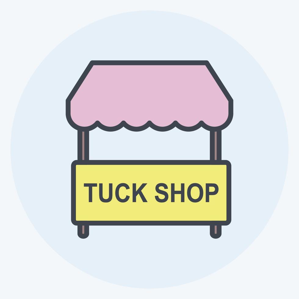 Tuck Shop Icon in trendy color mate style isolated on soft blue background vector