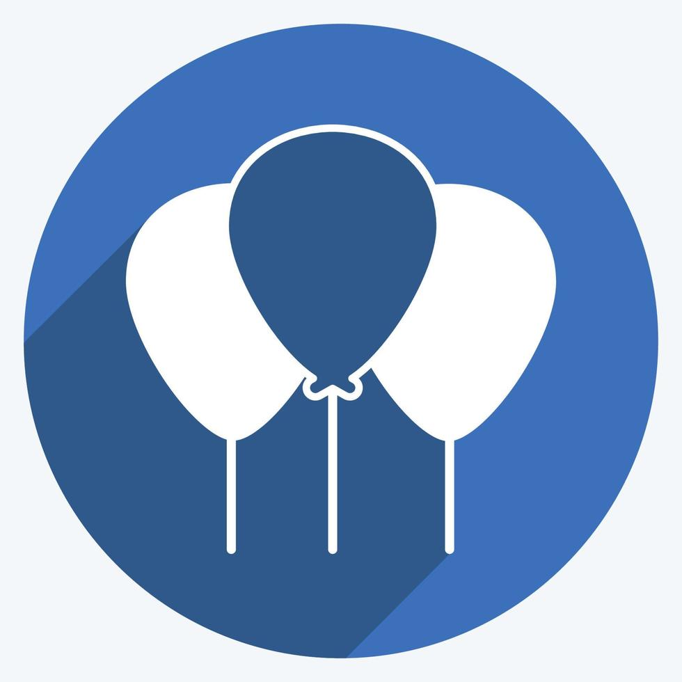 Balloons Icon in trendy long shadow style isolated on soft blue background vector