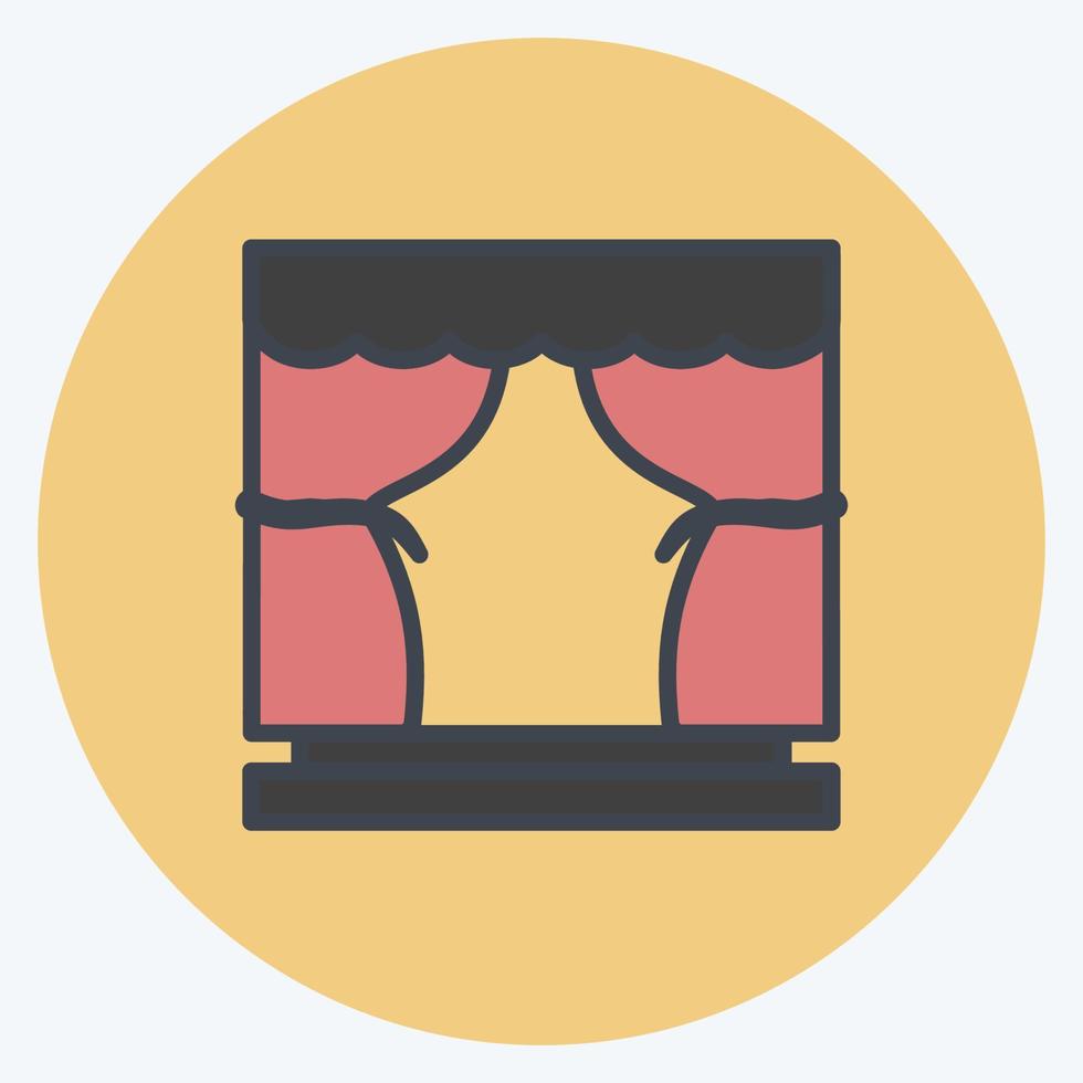Theatre Icon in trendy color mate style isolated on soft blue background vector