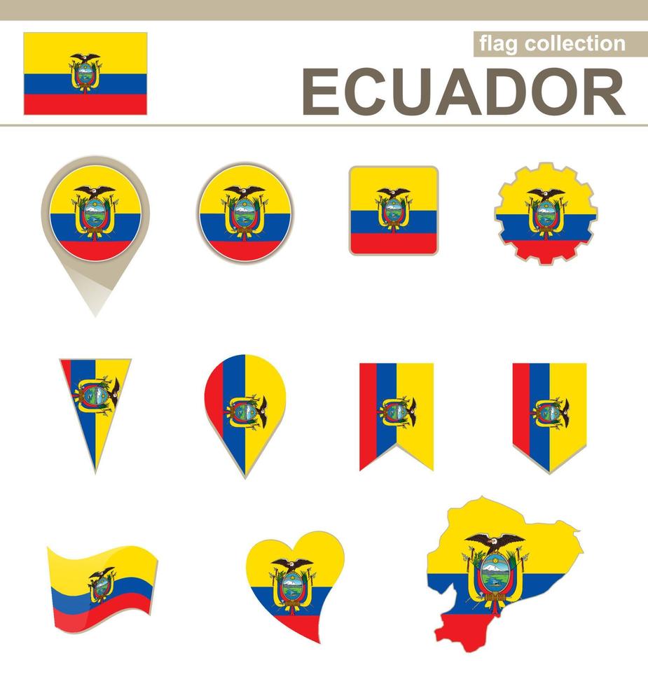 colección de banderas de ecuador vector