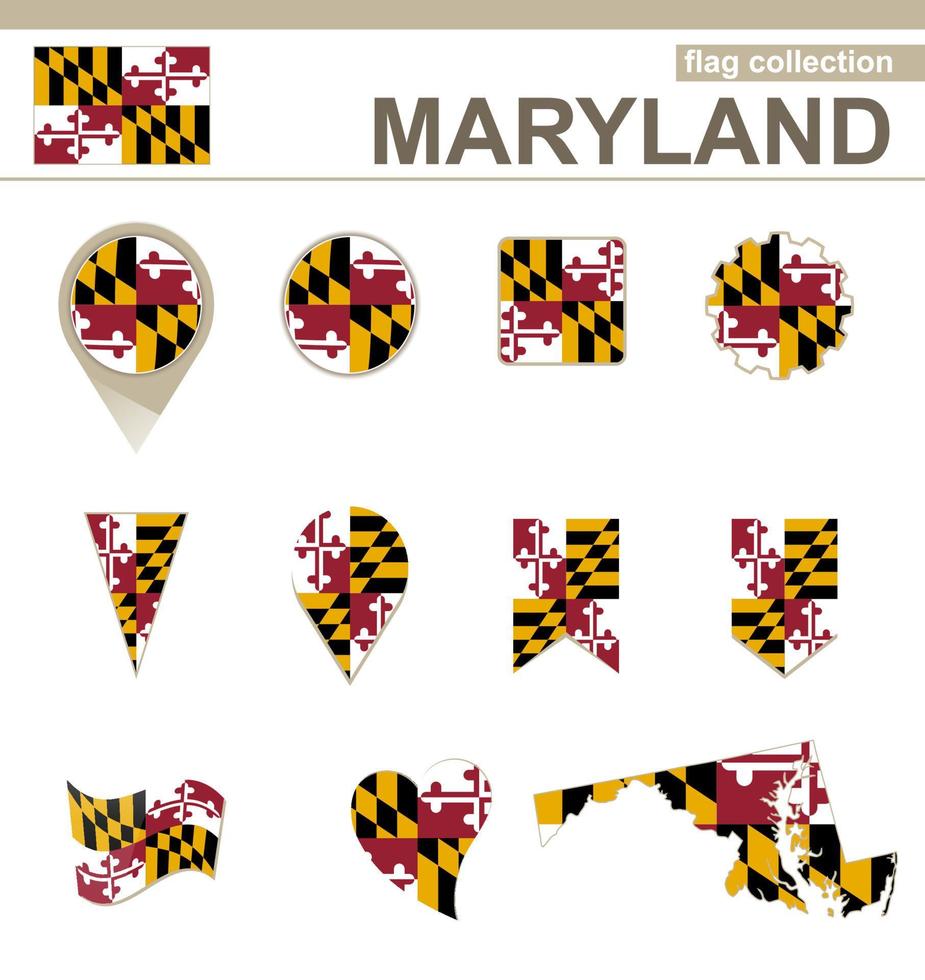 colección de banderas de Maryland vector
