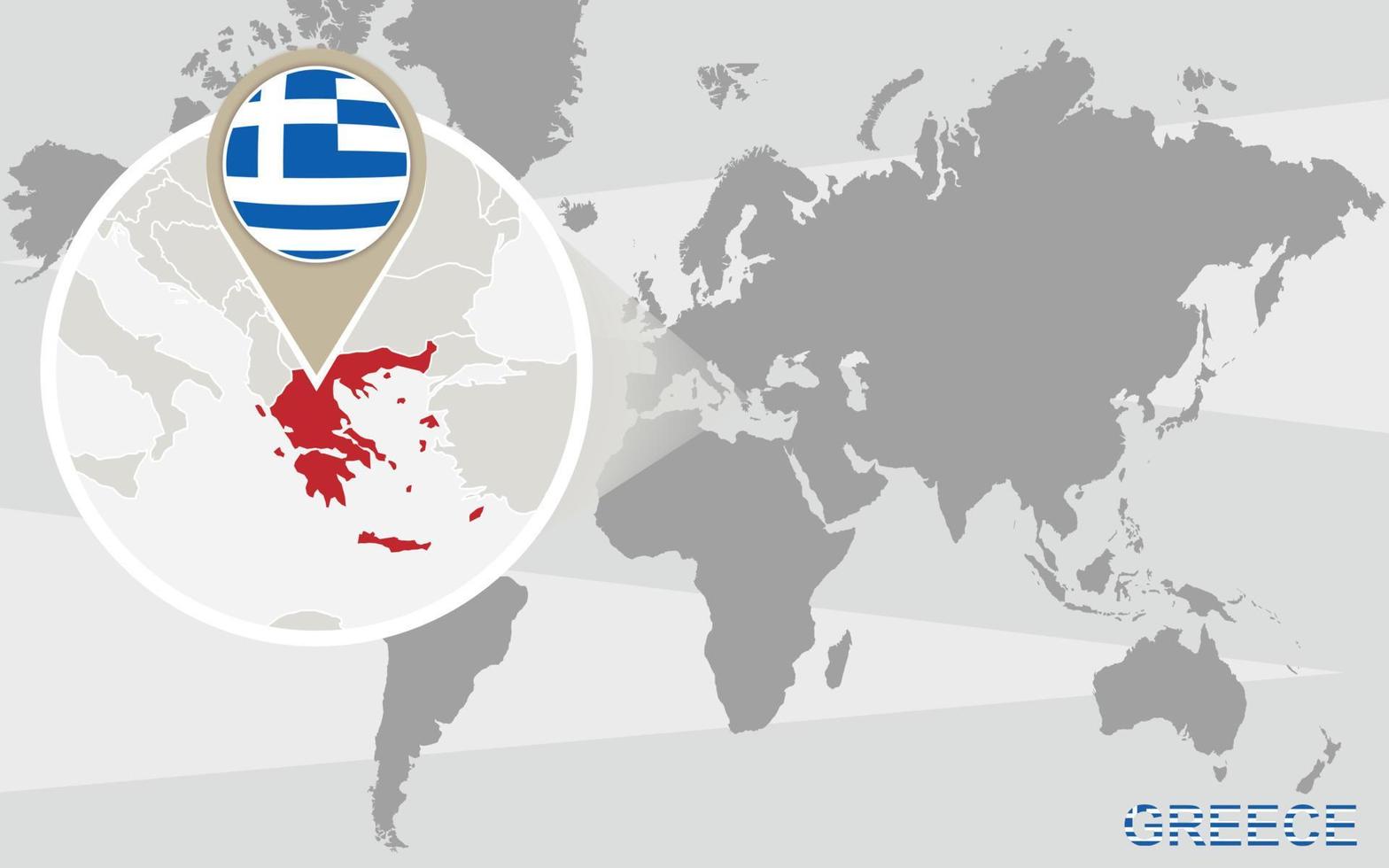 mapa del mundo con grecia magnificada vector