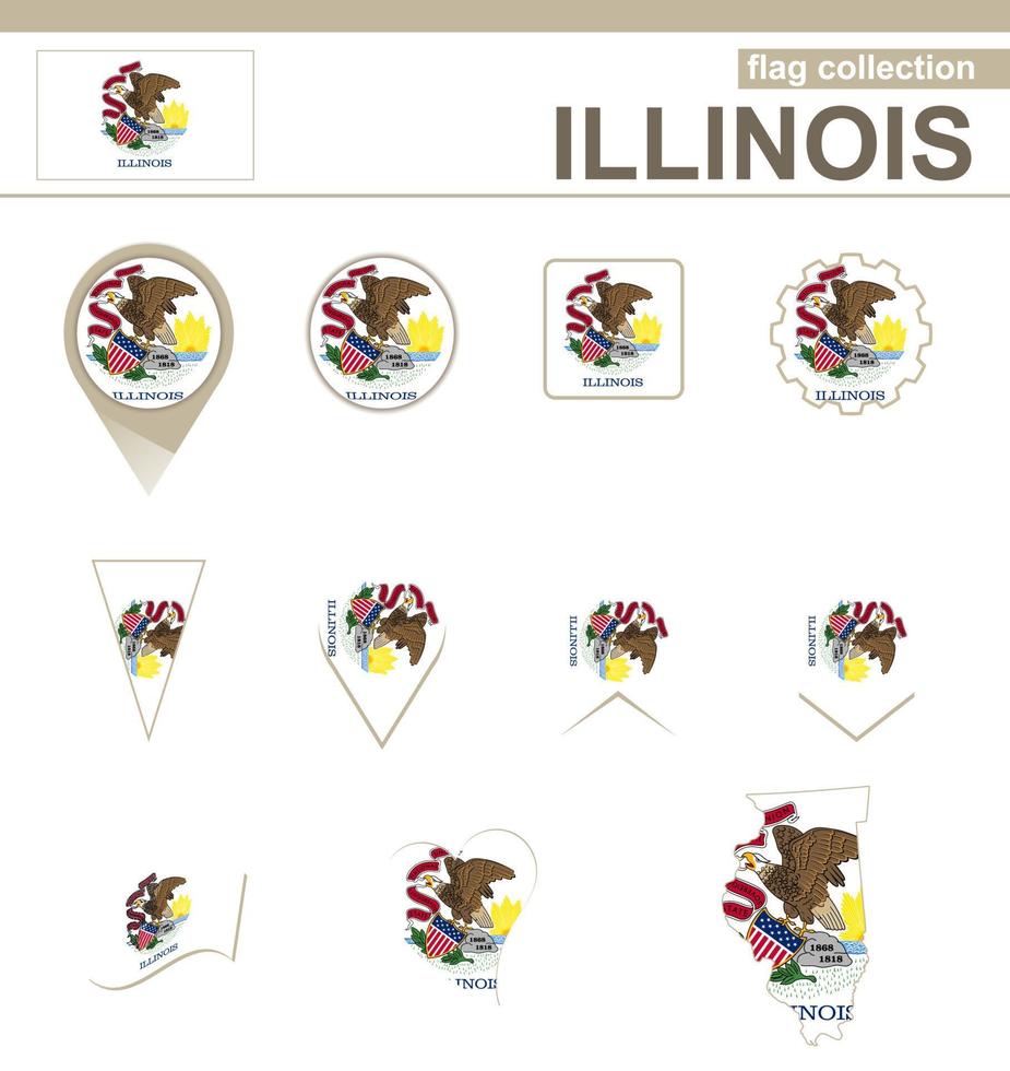 colección de la bandera de Illinois vector