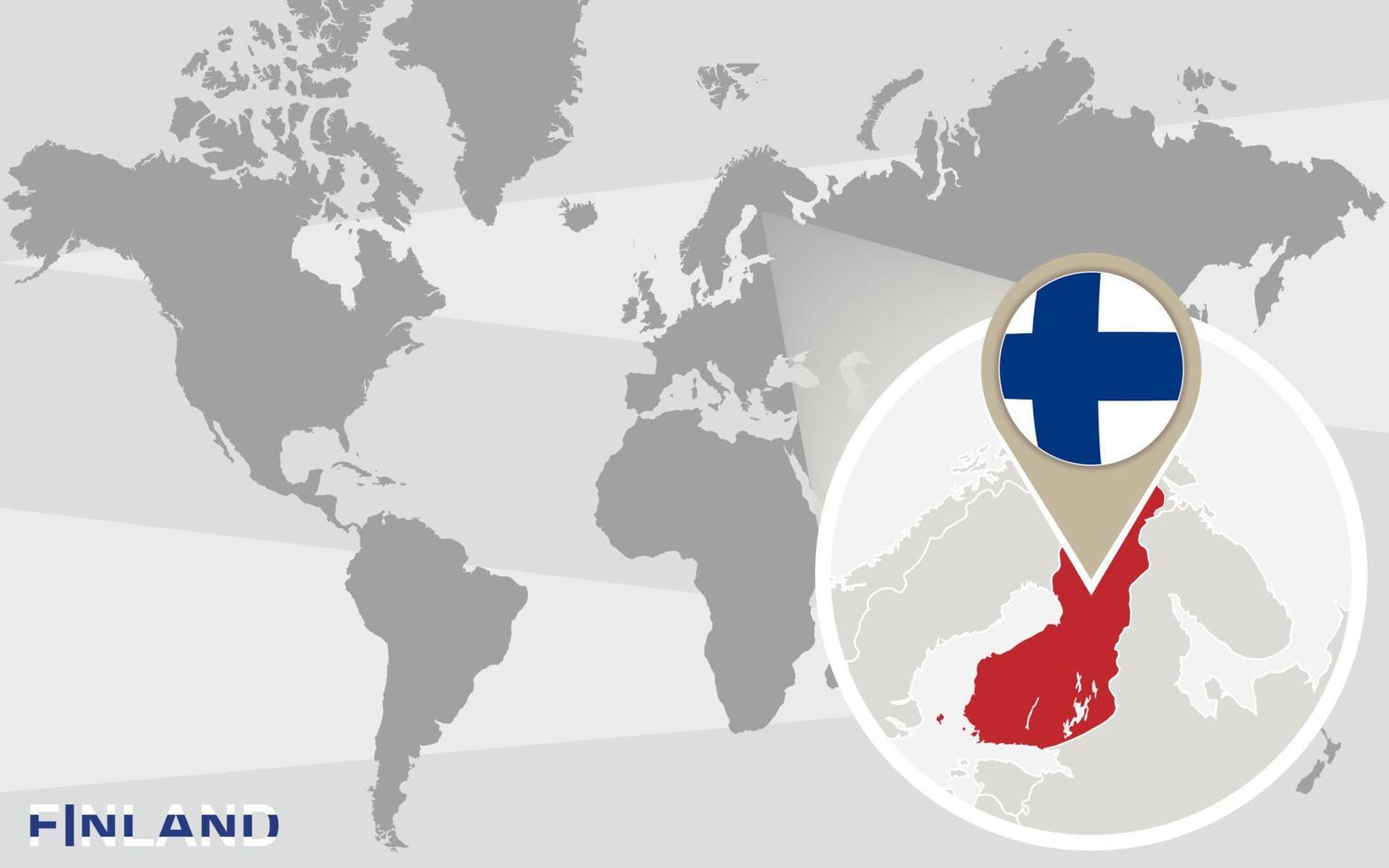 World map with magnified Finland vector