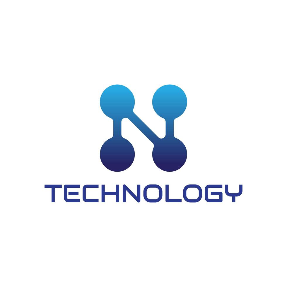 diseño de logotipo de tecnología de letra n vector