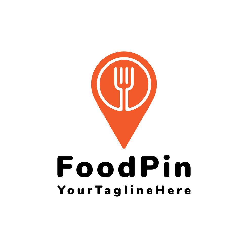 concepto de diseño de logotipo de vector de pin de comida