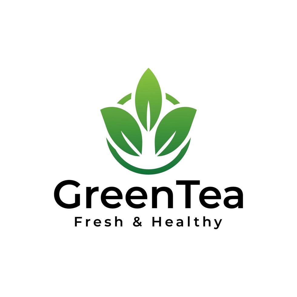 diseño de logotipo de hojas de té verde vector