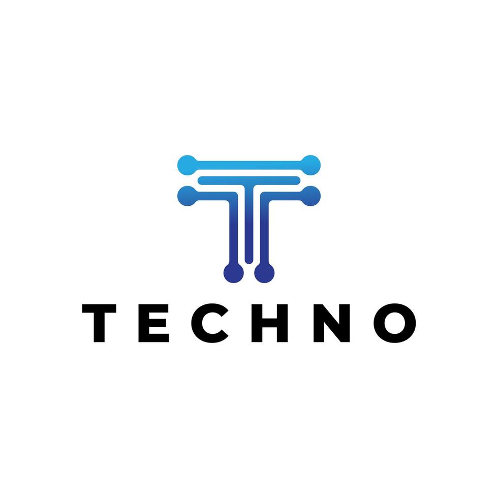 letter T technology logo design vector