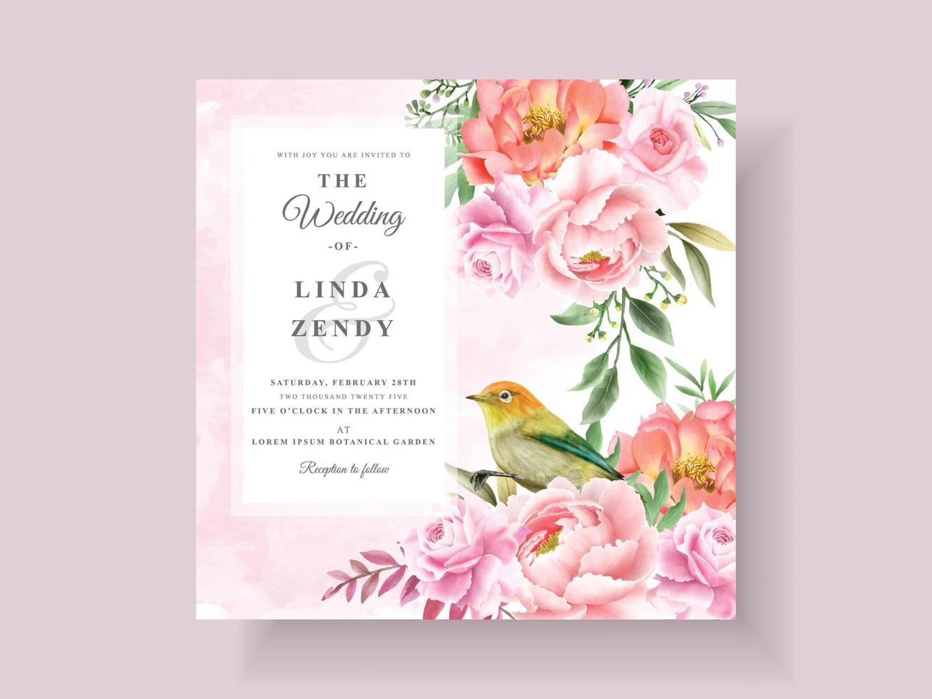 beautiful floral wedding invitation card vector