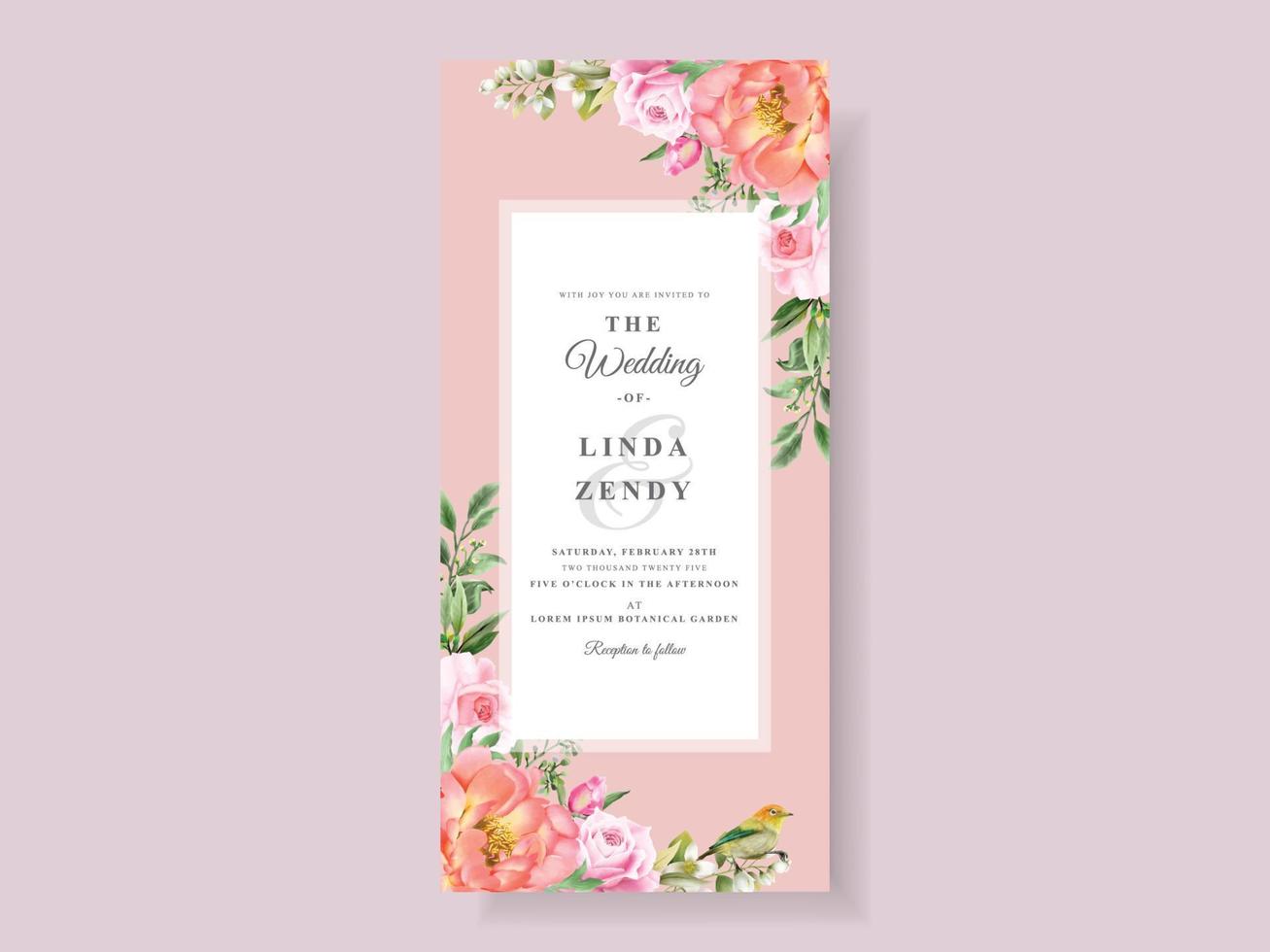 beautiful floral wedding invitation card vector