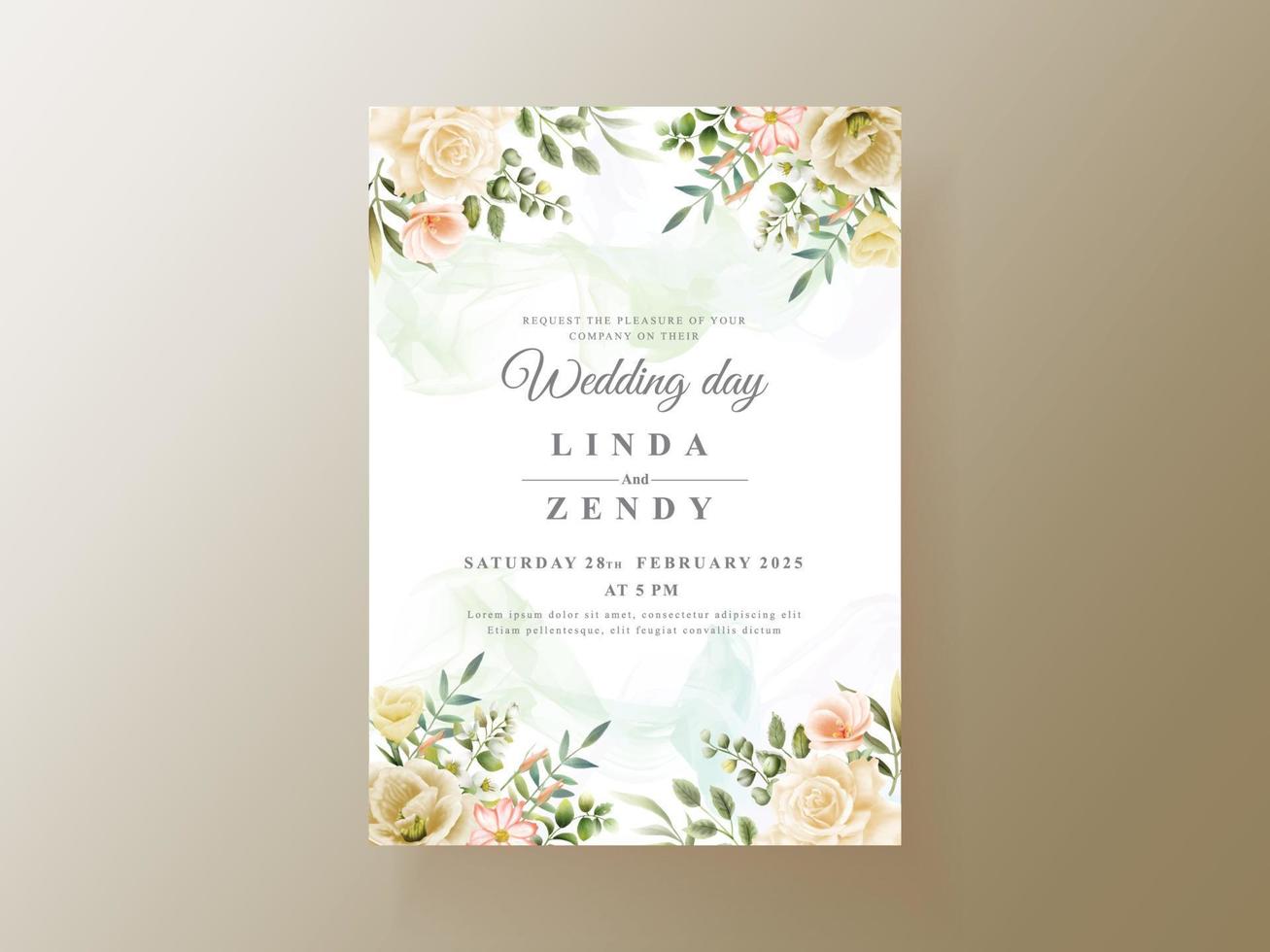 unique floral wedding invitation card template vector