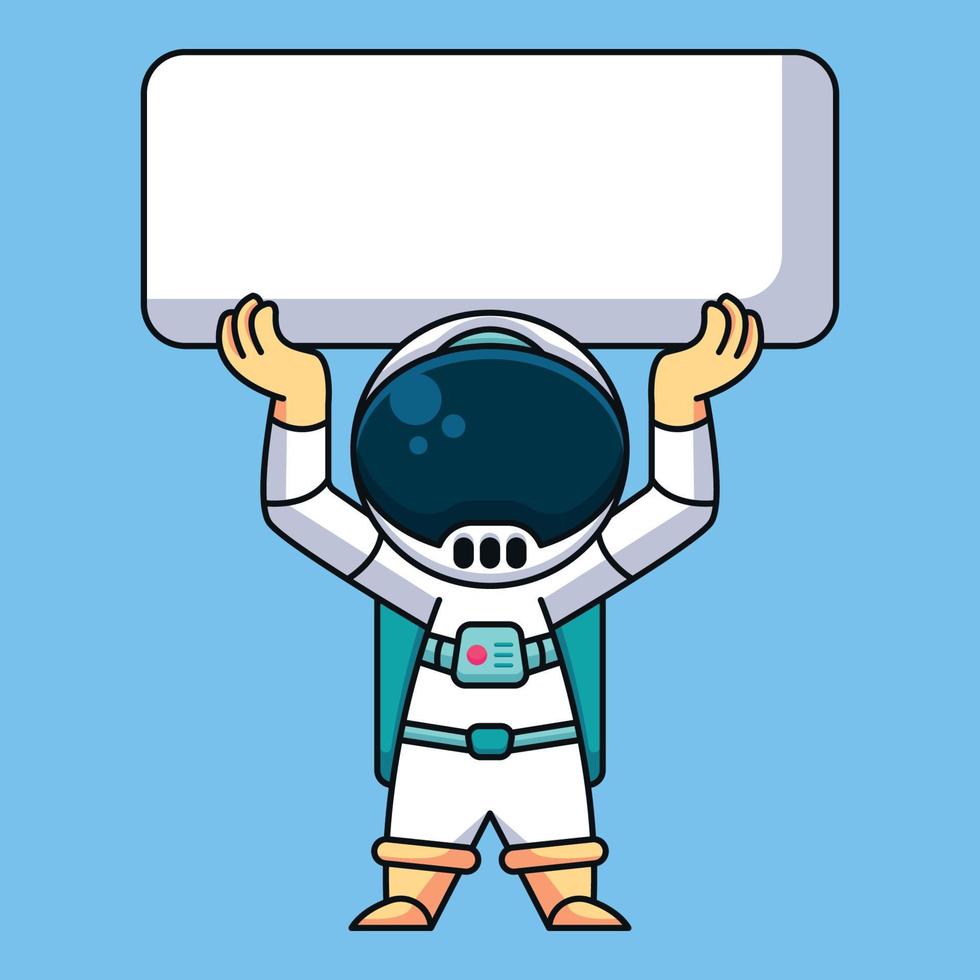 astronauta levantando página en blanco, lindo icono de dibujos animados ilustración vector