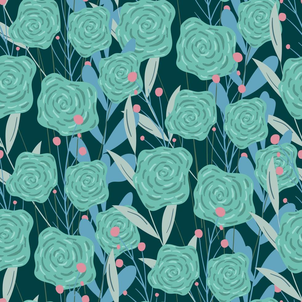 Seamless pattern background with abstract flowers, leaves vector
