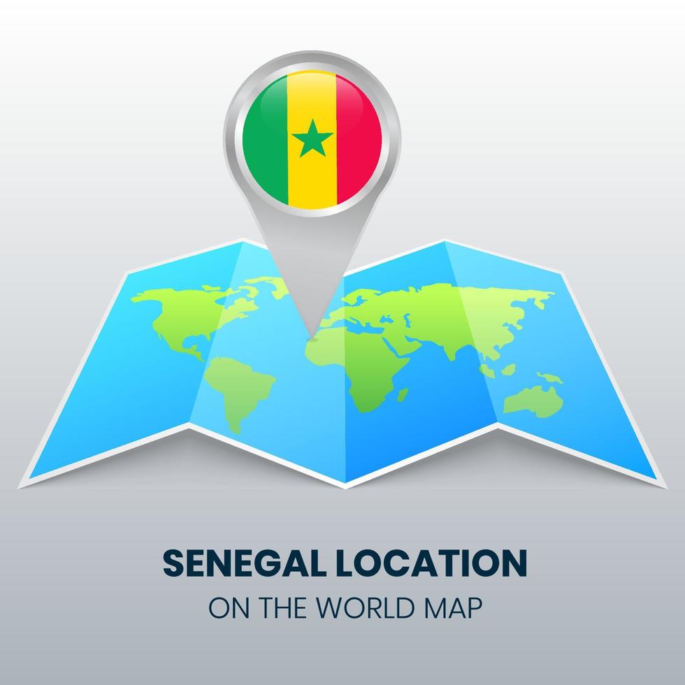 icono de ubicación del sur de senegal en el mapa mundial vector