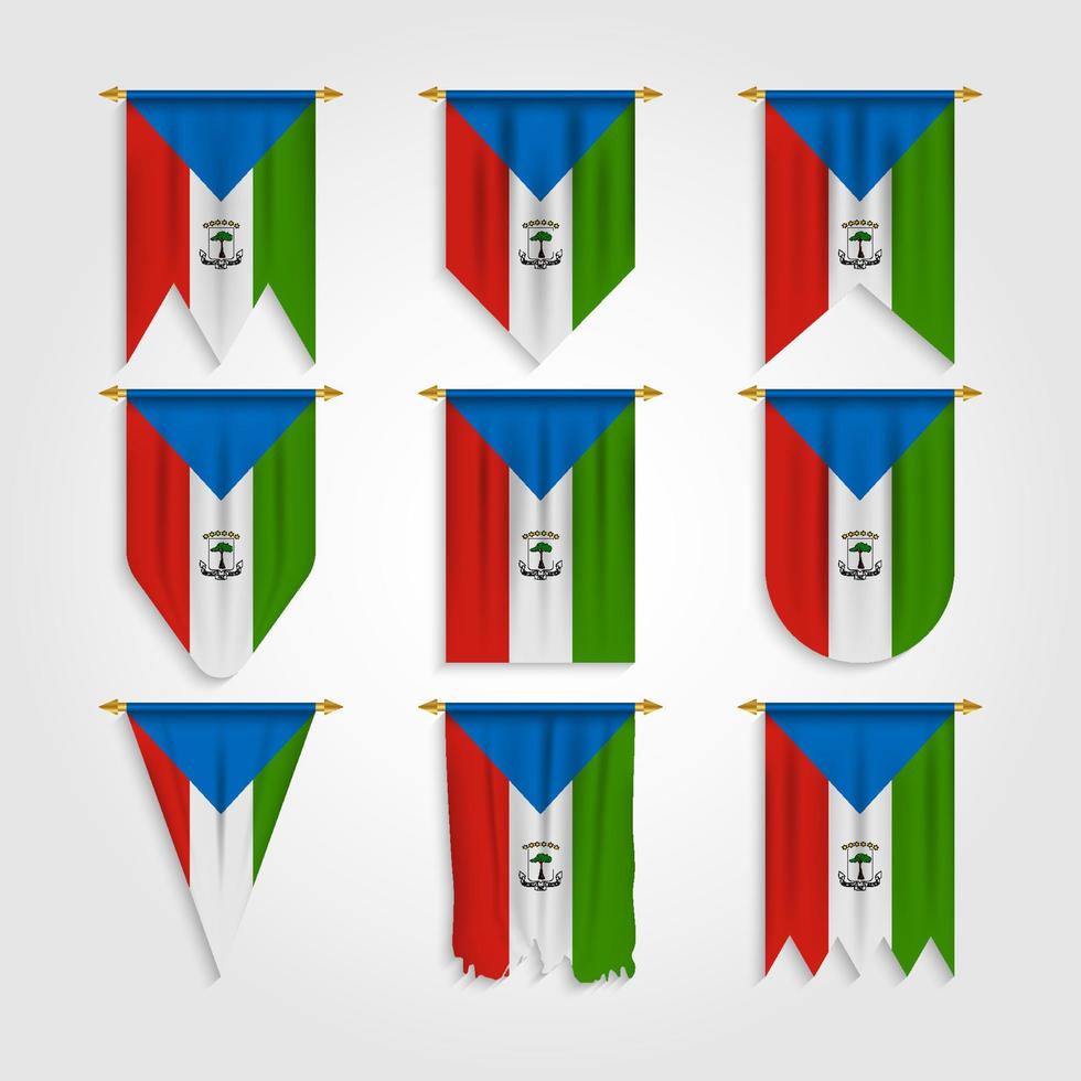 Equatorial guinea flag in different shapes vector