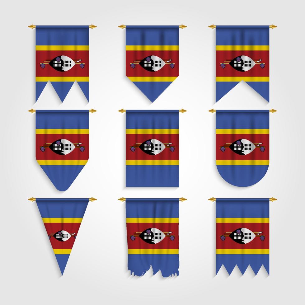 Eswatini flag in different shapes vector