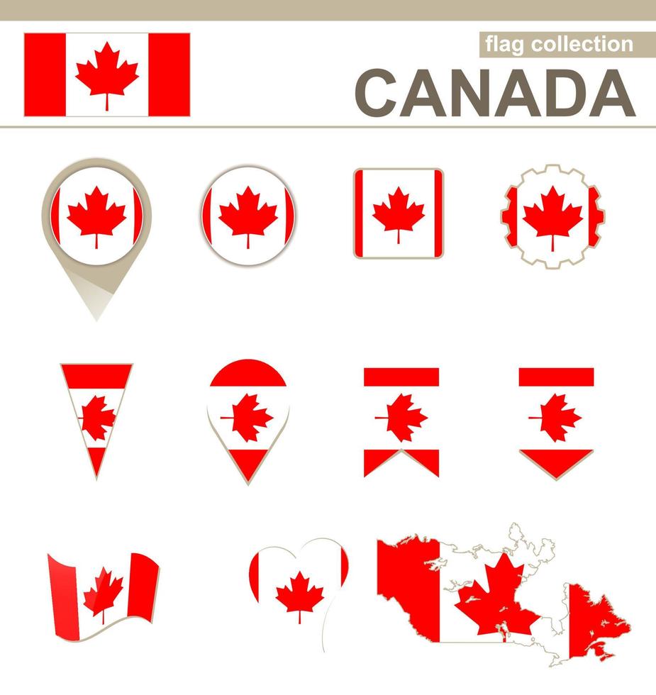 colección de banderas de canadá vector