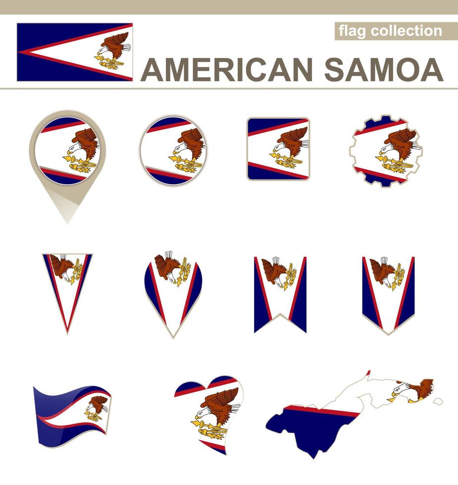 colección de banderas de samoa americana vector