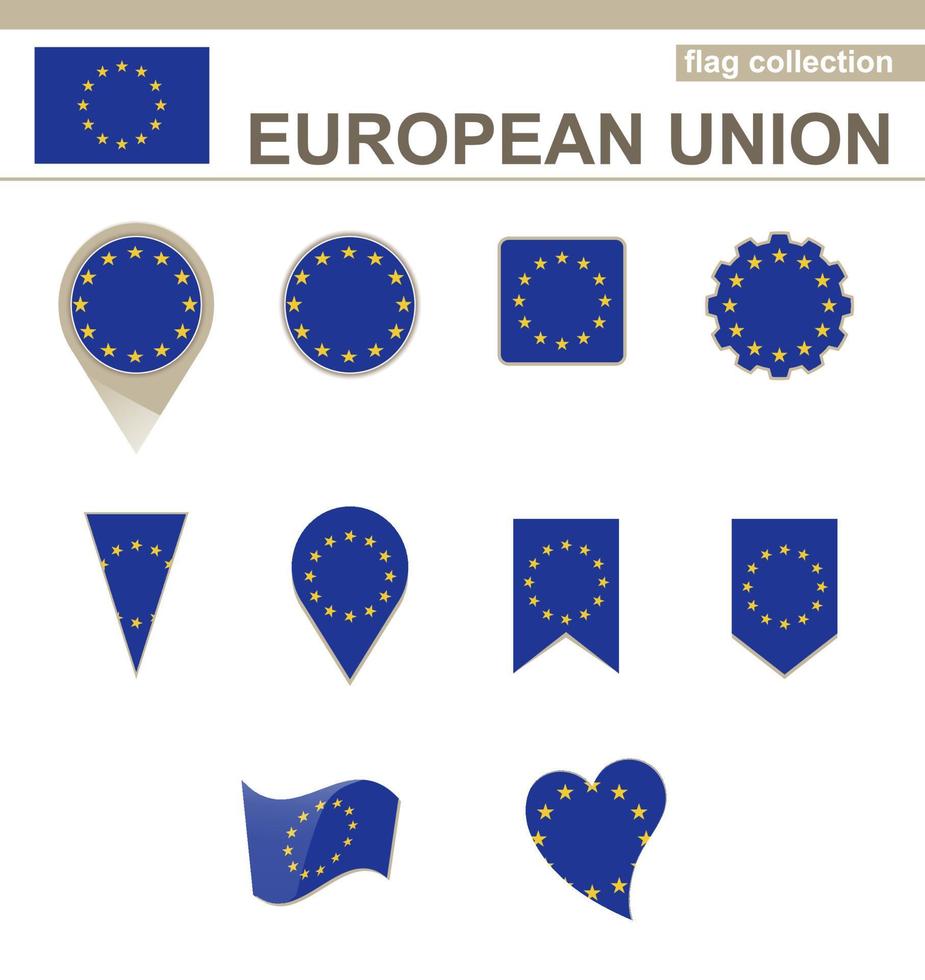 colección de banderas de la unión europea vector