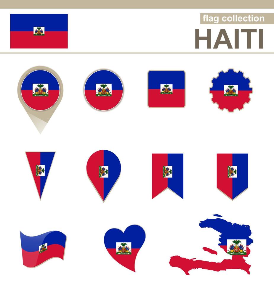 colección de banderas de haití vector