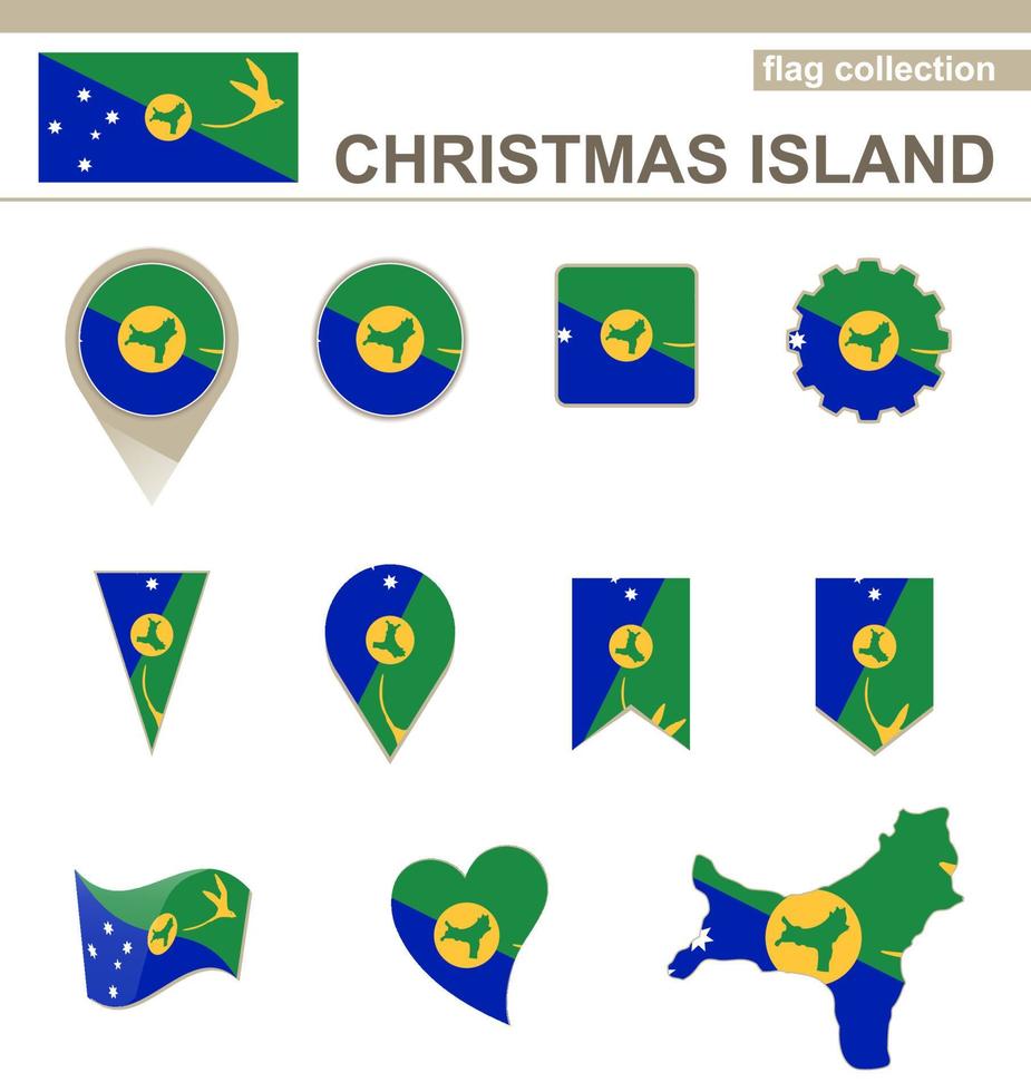 colección de banderas de la isla de navidad vector