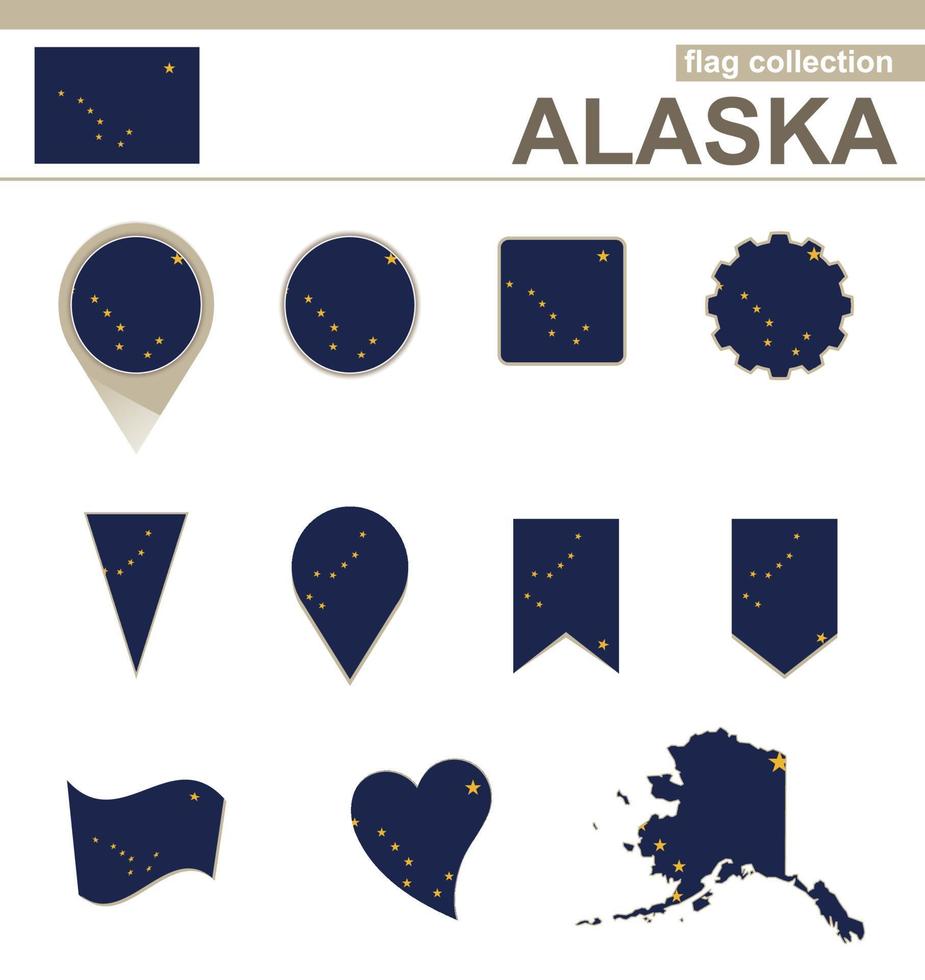 colección de banderas de alaska vector