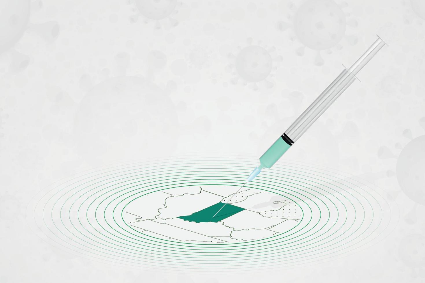 Indiana vaccination concept, vaccine injection in map of Indiana. Vaccine and vaccination against coronavirus, COVID-19. vector