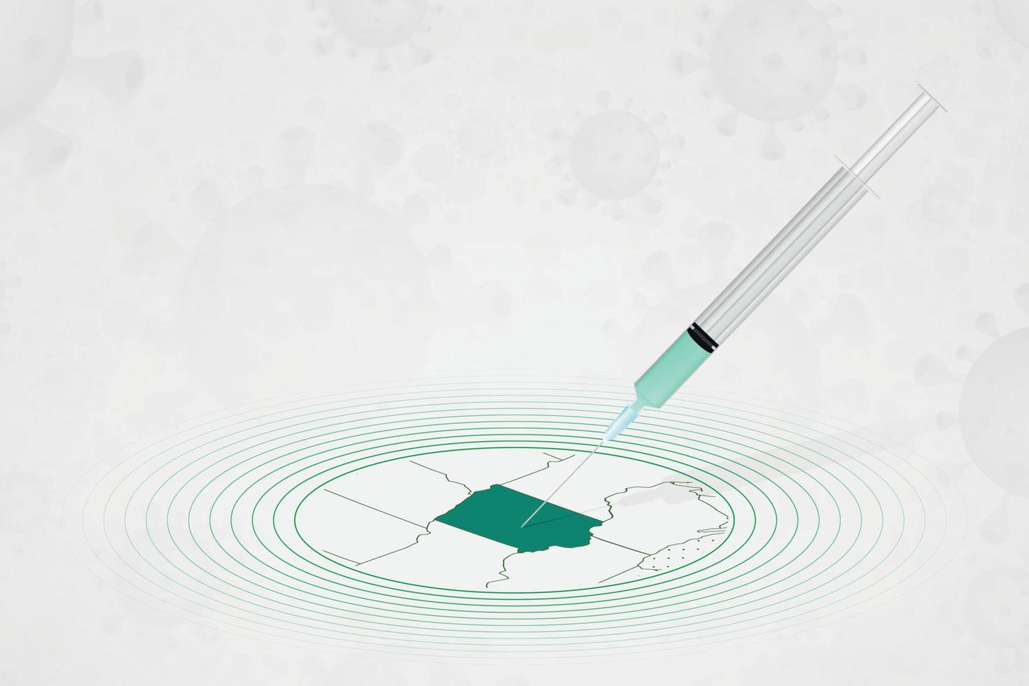 Iowa vaccination concept, vaccine injection in map of Iowa. Vaccine and vaccination against coronavirus, COVID-19. vector