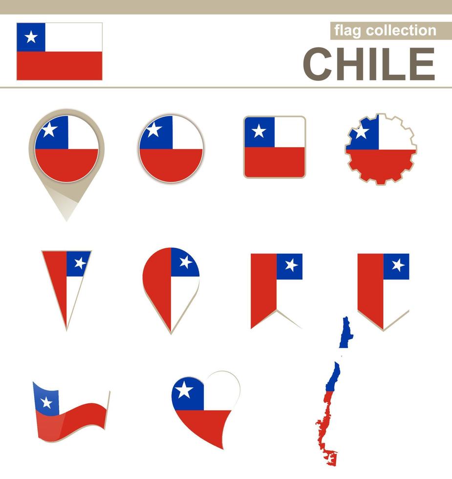 colección de banderas chilenas vector