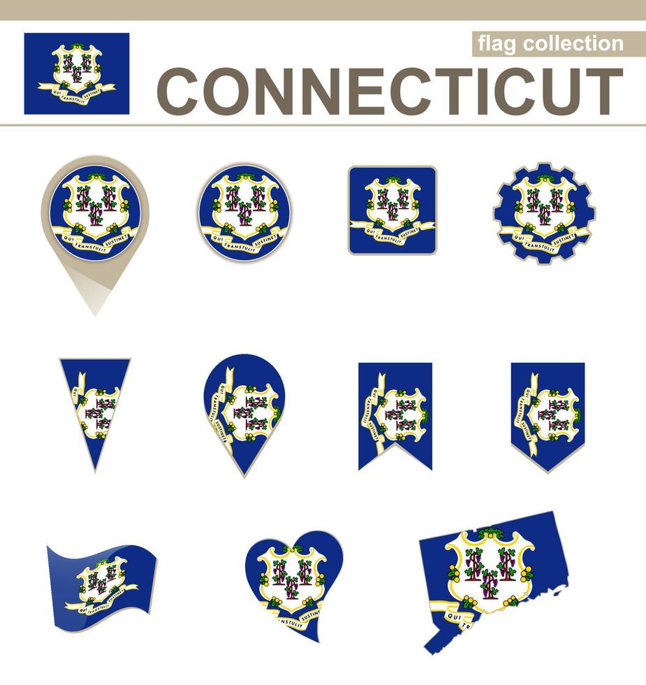 colección de banderas de connecticut vector