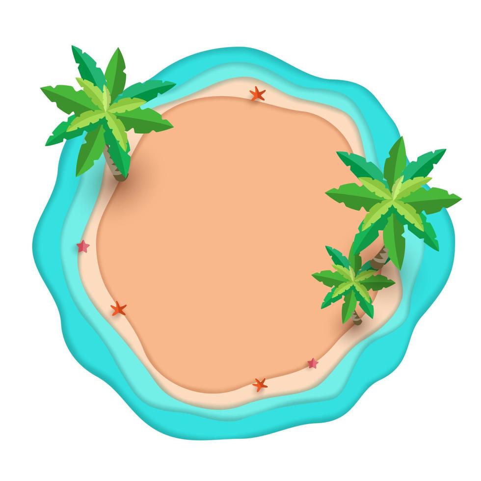 diseño de corte de papel de ilustración vectorial. la escena de la playa desde arriba en verano vector