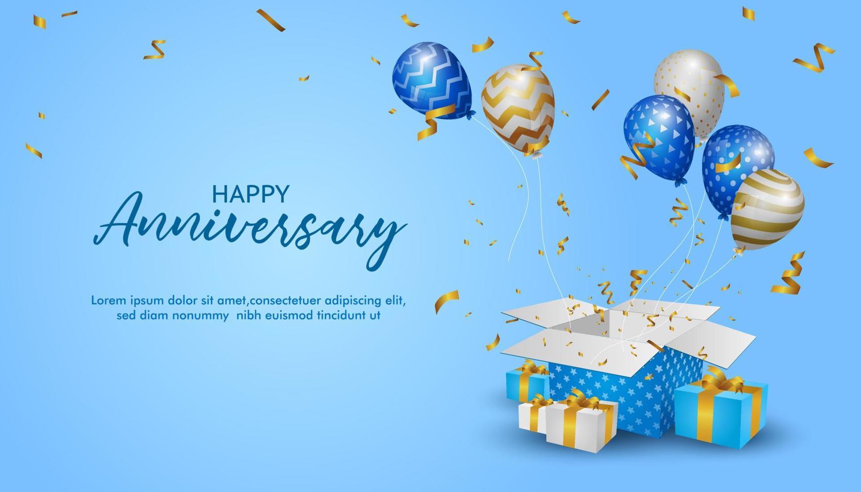 Happy Anniversary. beautiful anniversary background banner and greeting with balloons. vector