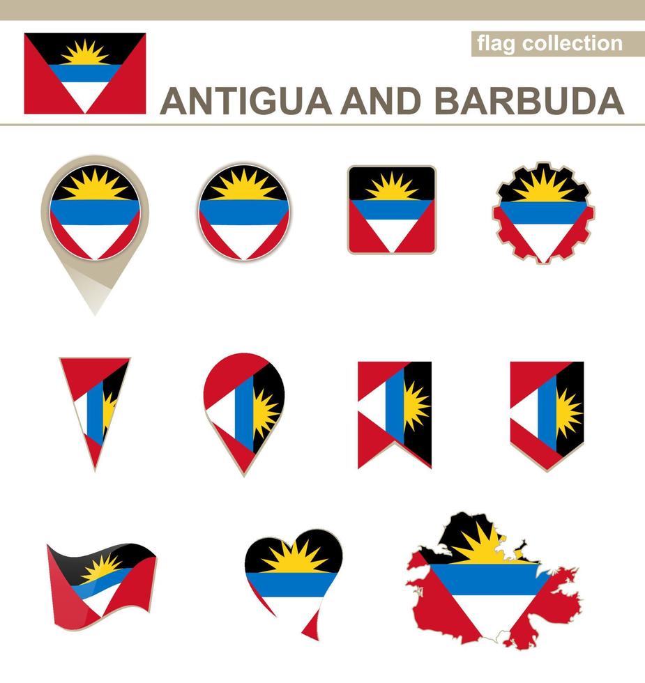 colección de banderas de antigua y barbuda vector