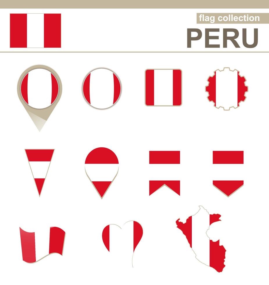 colección de banderas de perú vector