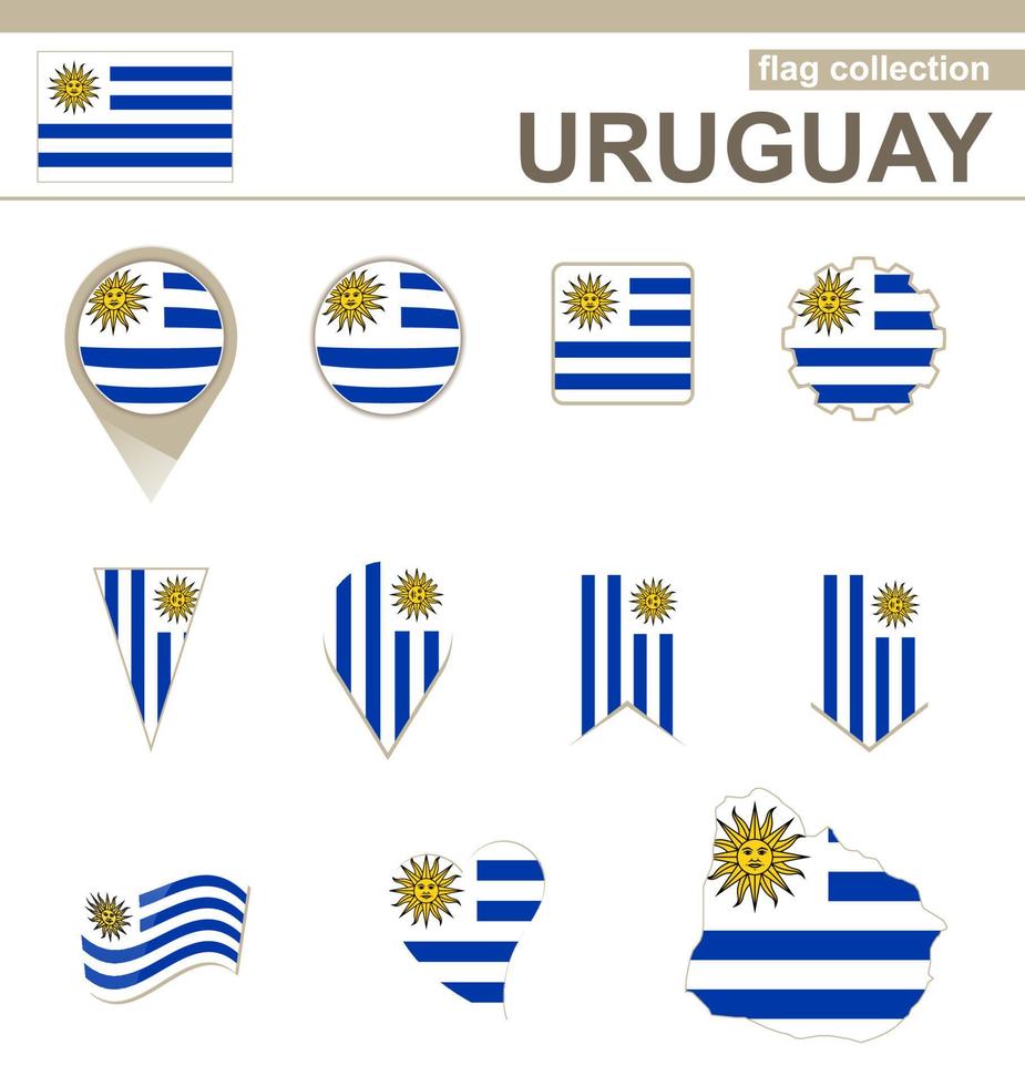 colección de banderas de uruguay vector