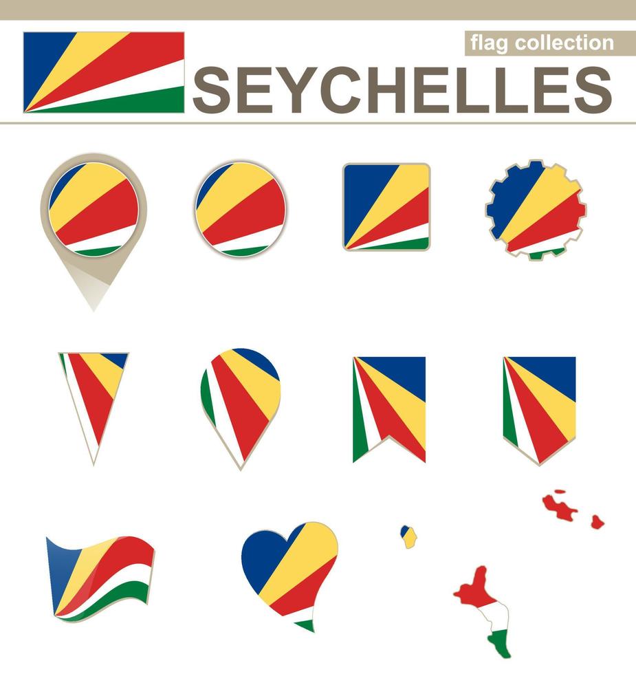 colección de banderas de seychelles vector