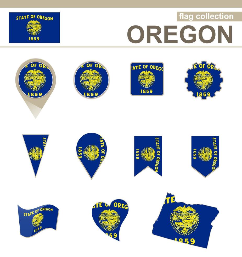 colección de banderas de oregon vector