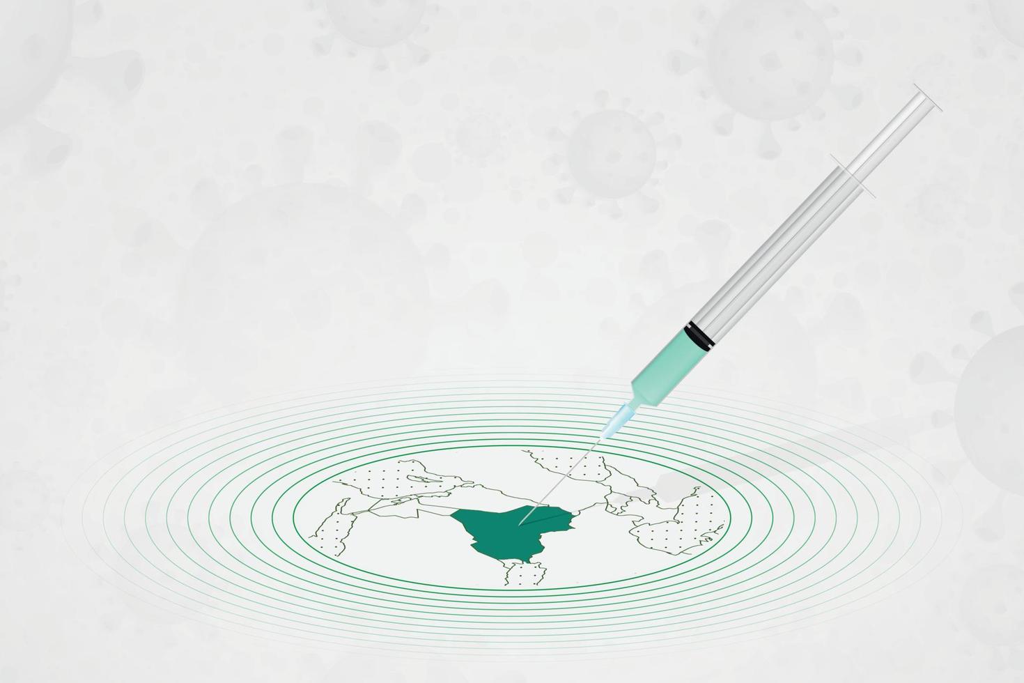 Iraq vaccination concept, vaccine injection in map of Iraq. Vaccine and vaccination against coronavirus, COVID-19. vector