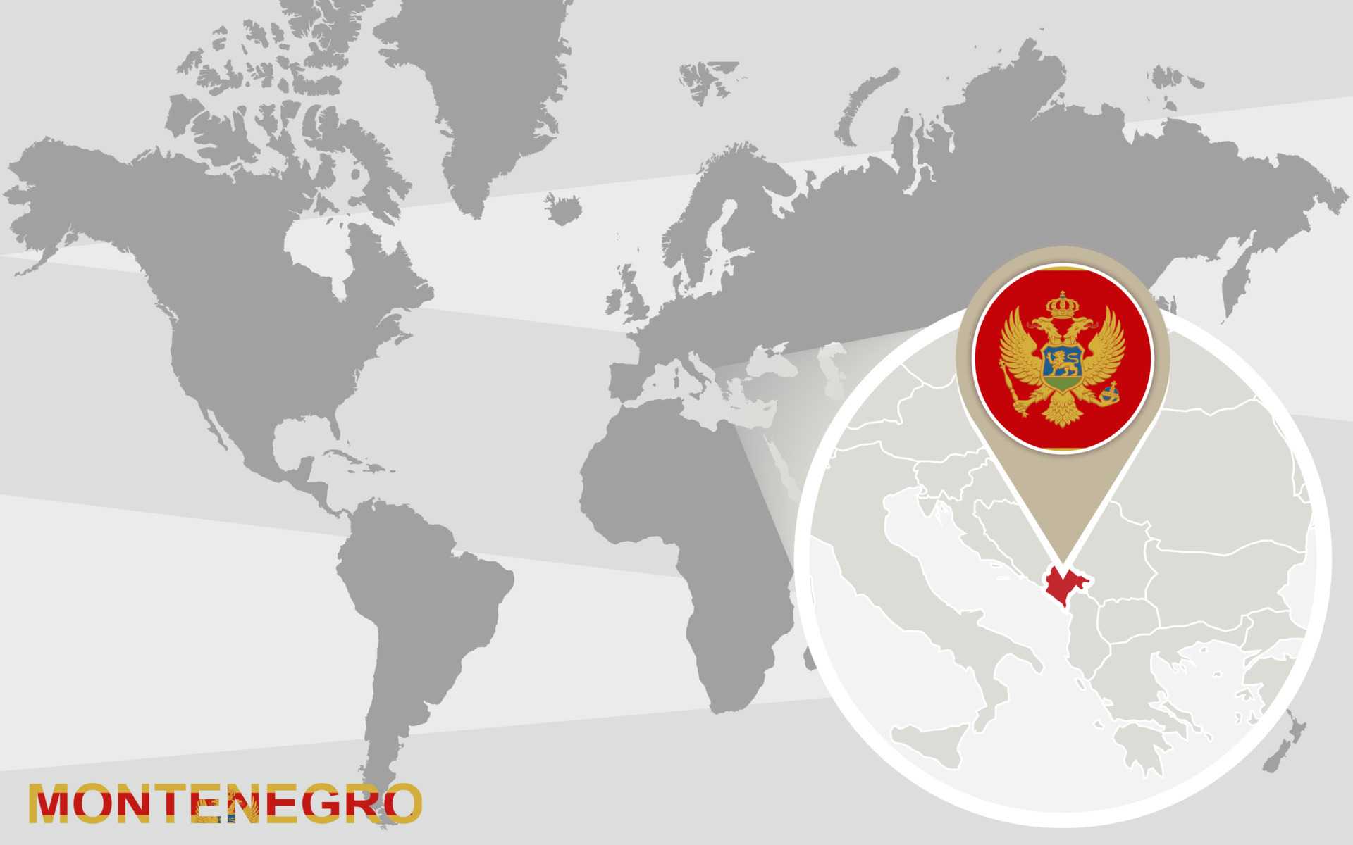 World Map With Magnified Montenegro 5729734 Vector Art At Vecteezy World Map With Magnified Montenegro Vector