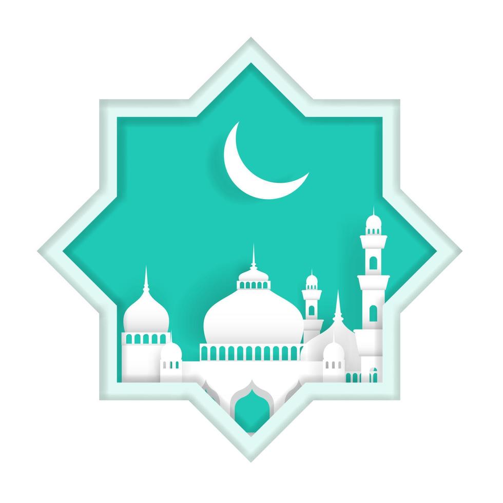 Ramadan Kareem with illustrations of mosques. beautiful paper art style. vector