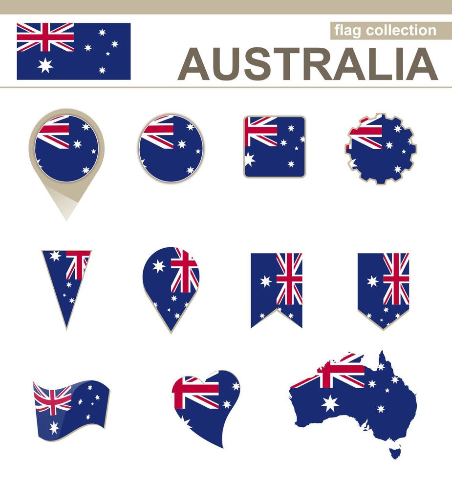 colección de banderas de australia vector