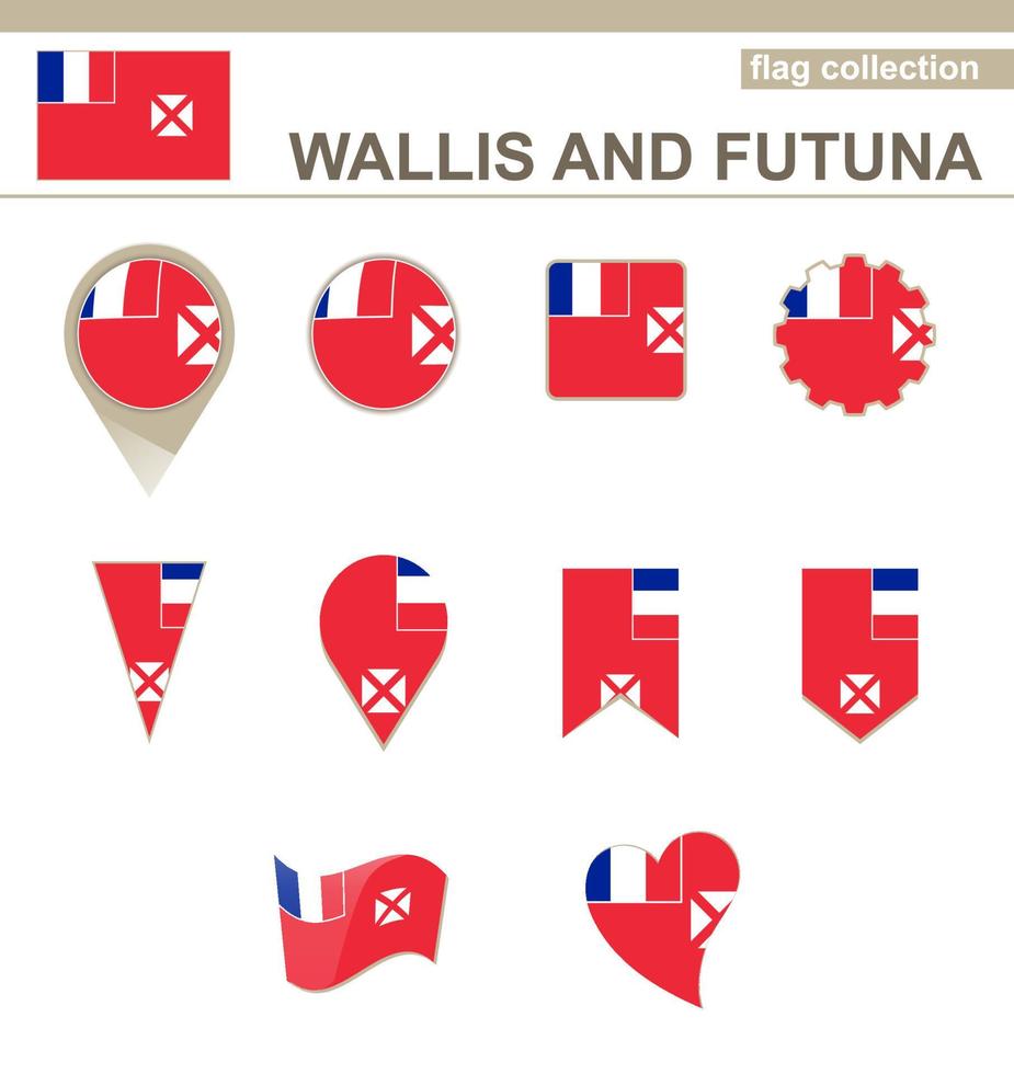 colección de banderas de wallis y futuna vector