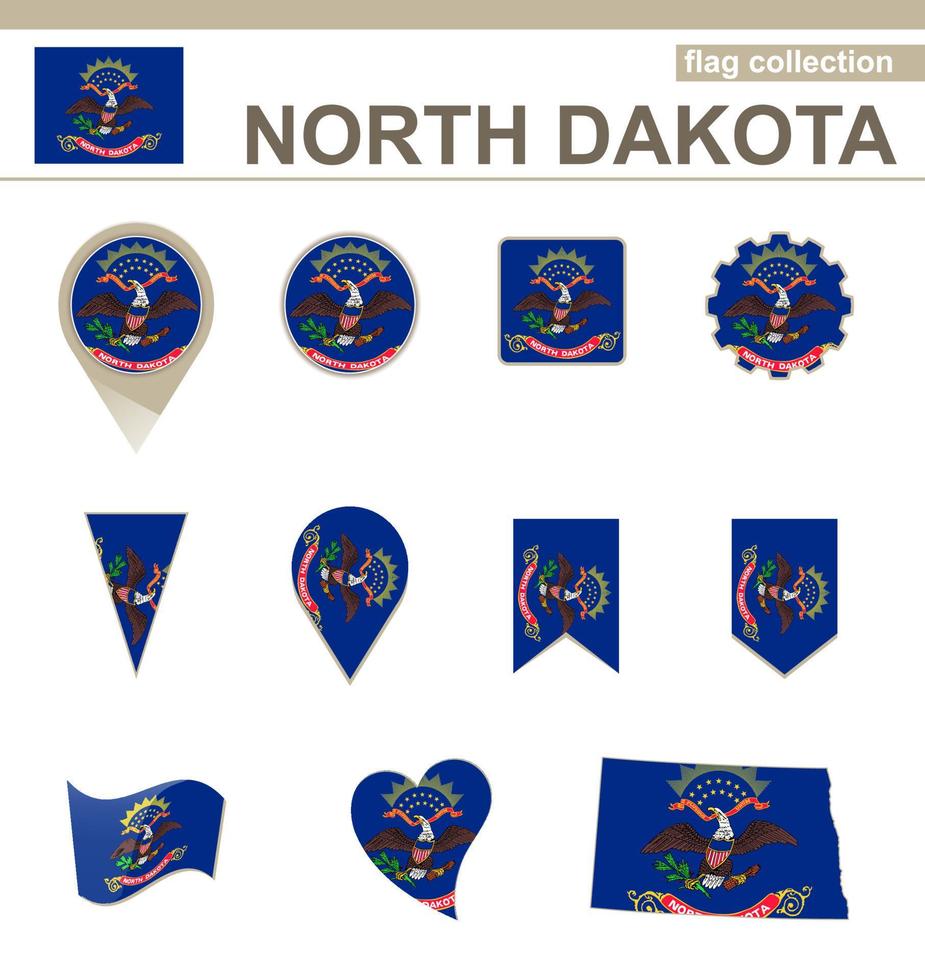 North Dakota Flag Collection vector