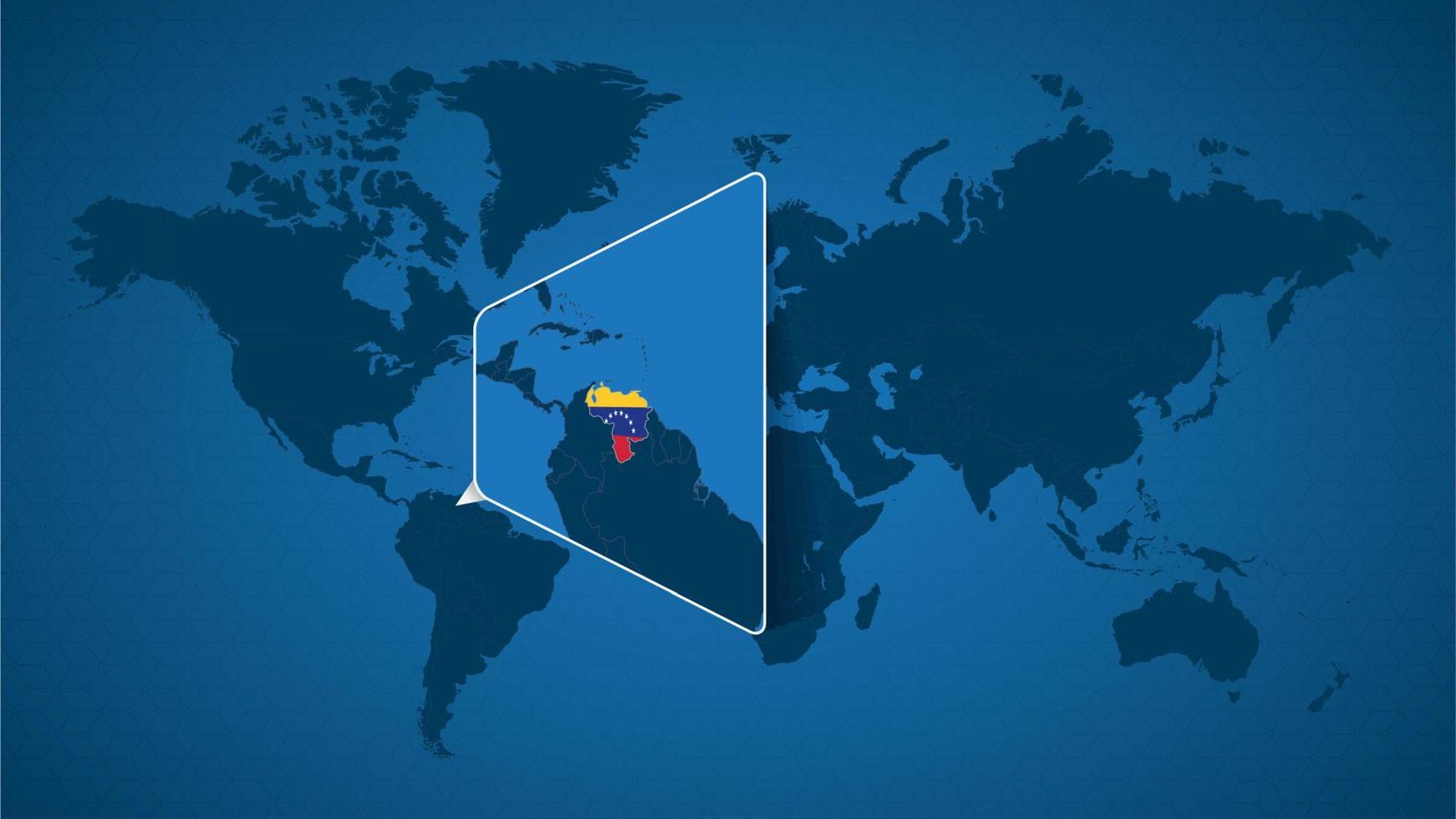 mapa detallado del mundo con un mapa ampliado de venezuela y países vecinos. vector