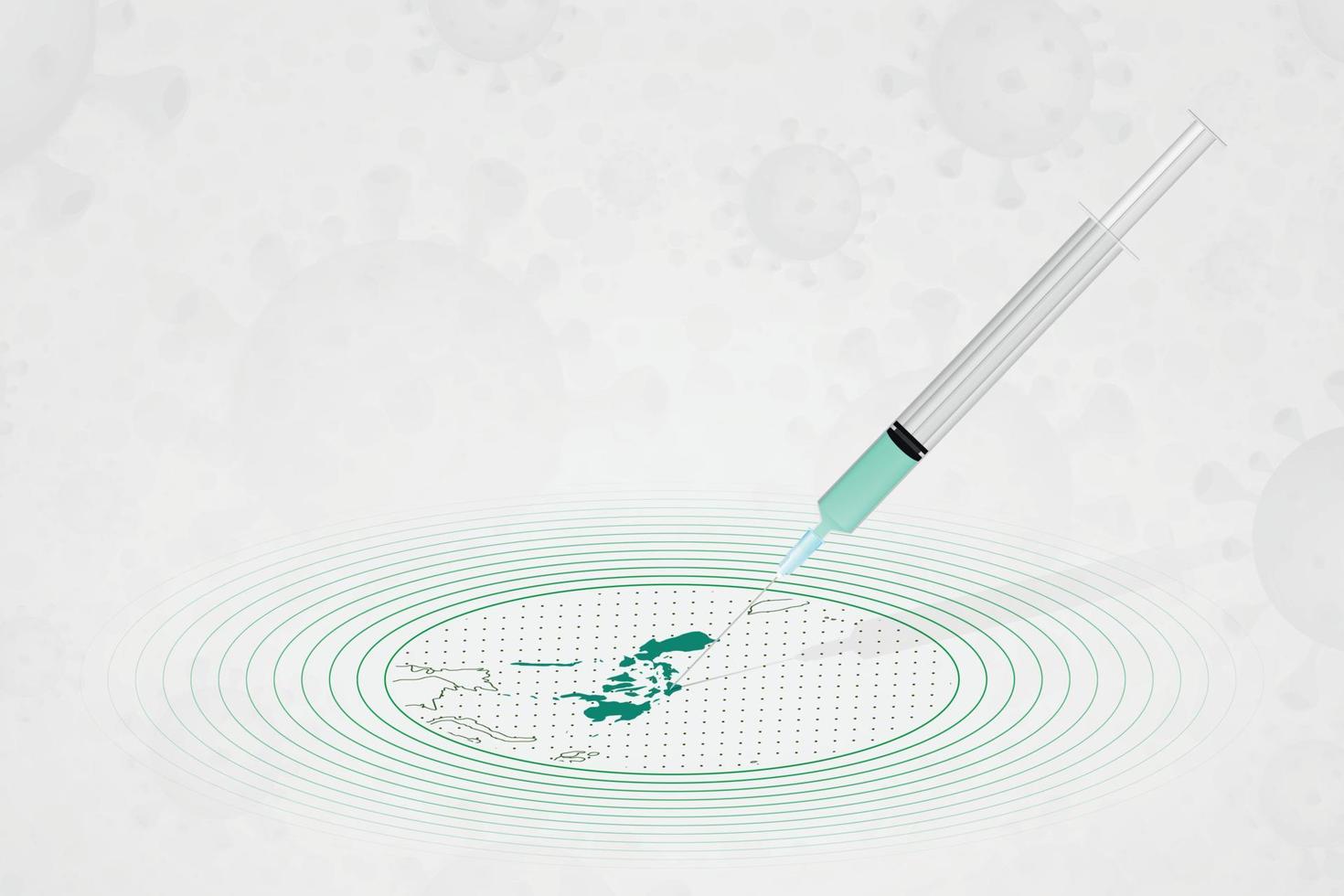 Philippines vaccination concept, vaccine injection in map of Philippines. Vaccine and vaccination against coronavirus, COVID-19. vector