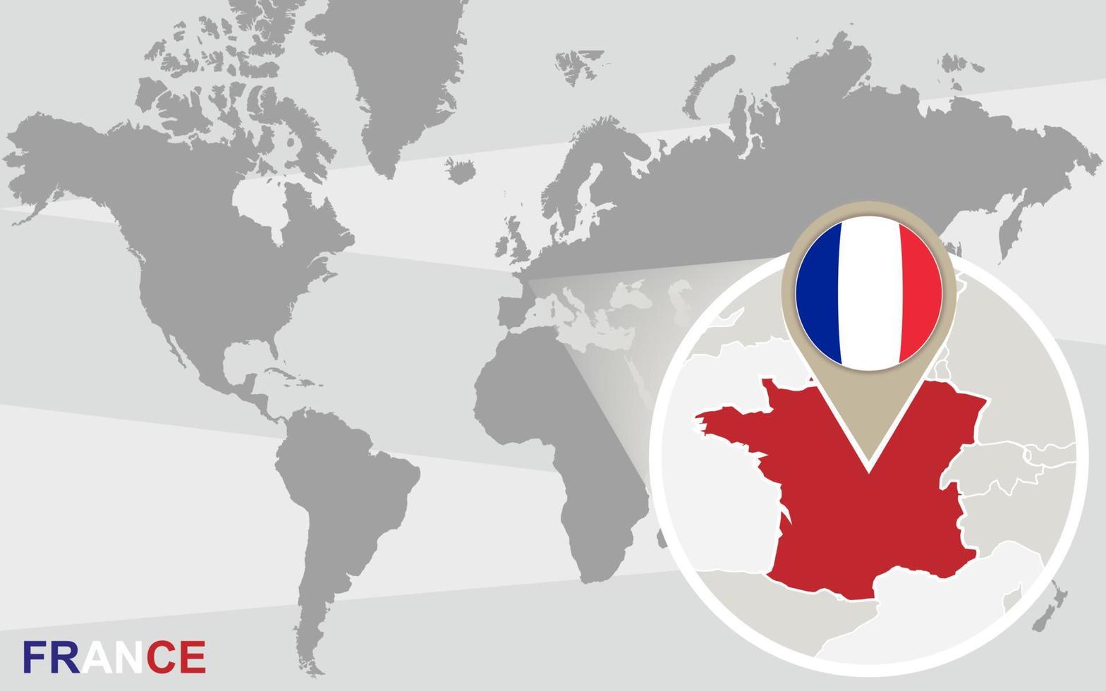 World map with magnified France vector