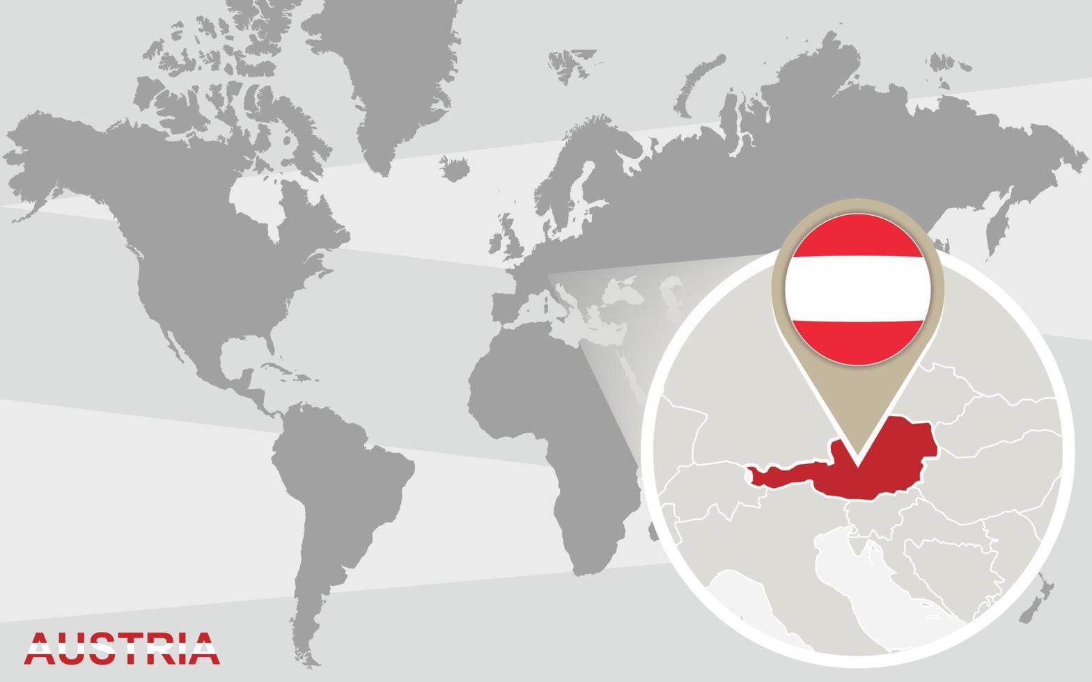 mapa del mundo con Austria ampliada vector