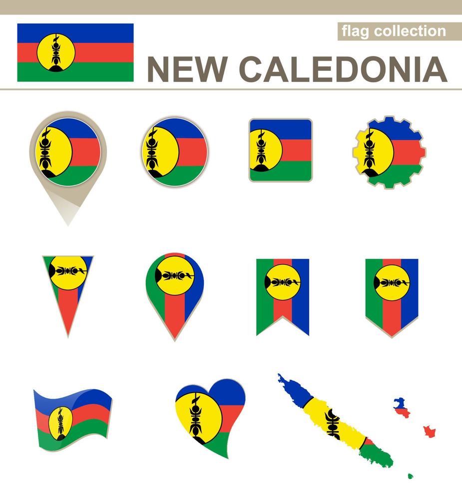 colección de banderas de nueva caledonia vector