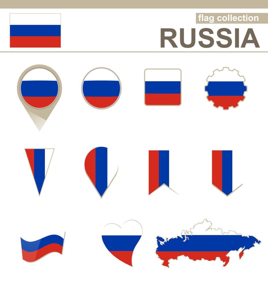 colección de banderas de rusia vector