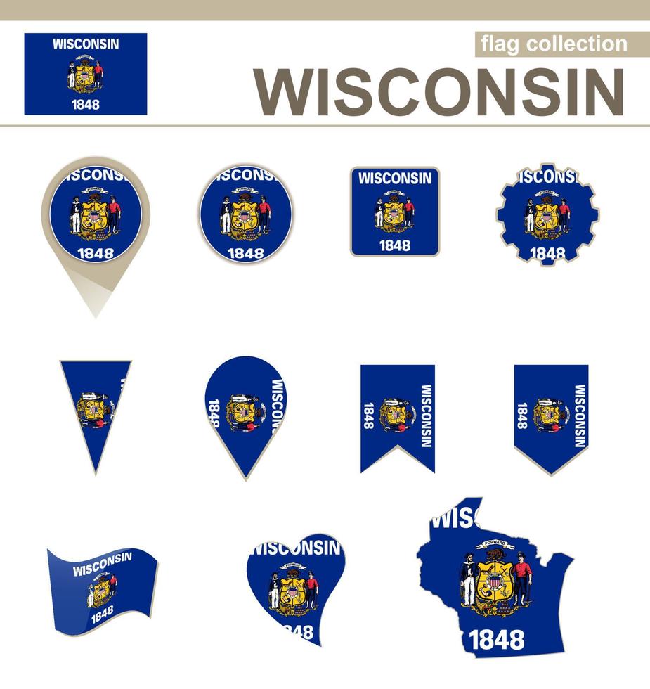 Wisconsin Flag Collection vector